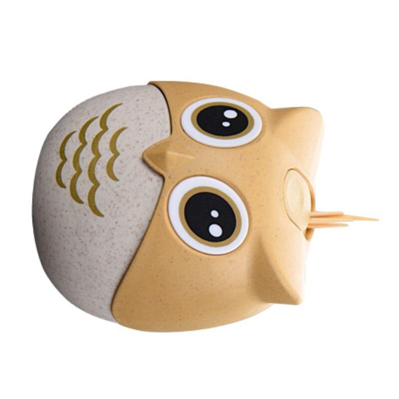 Plastic Cartoon Uil Tandenstoker Houder Populaire Geperst Tandenstoker Emmer Creatieve Stofdicht Met Deksel Doos Vat Voor Tandenstokers