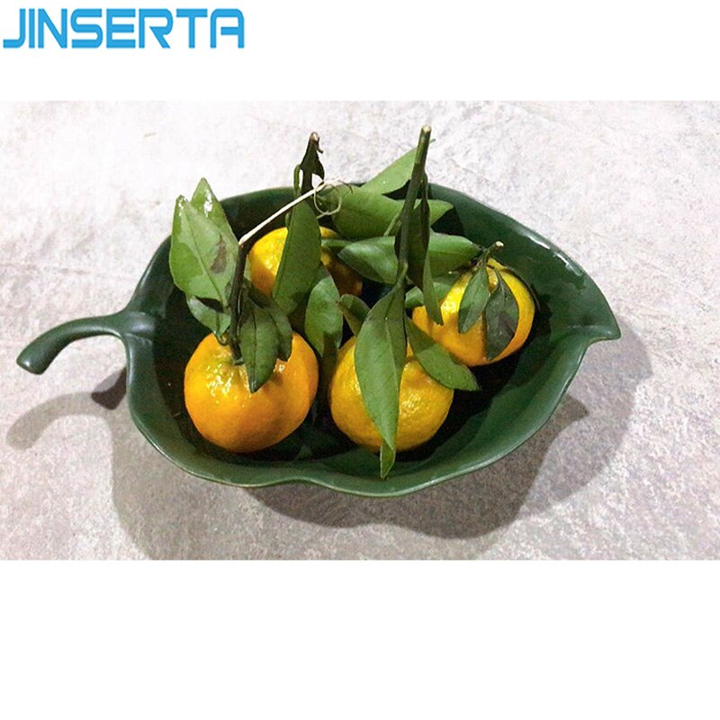 Jinserta keramische opbergschaal, sieraden display bord, groen blad dessert fruit cake snack noten bord, bureau diversen decoratie schaal