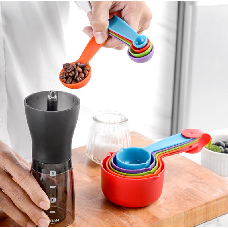 Cucharas medidoras de plástico coloridas, útil cuchara para hornear pasteles de azúcar, herramienta de medición de cocina, suministros para hornear DIY, 10 Uds.