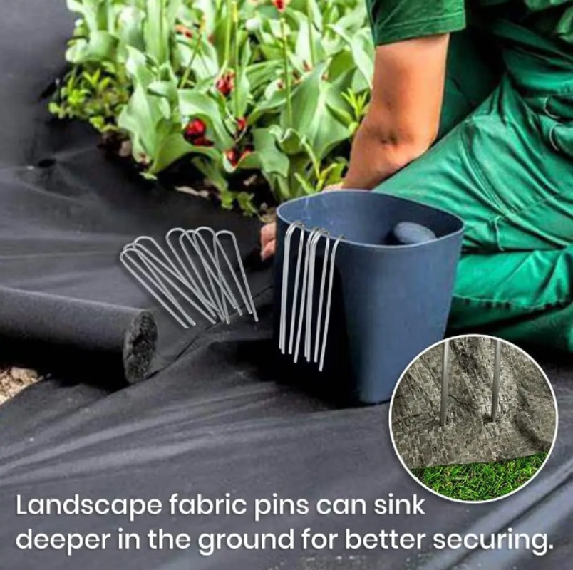 Grapas de paisaje de jardín en forma de U, estacas fijas de acero resistente para tienda de césped, pasadores de clavija de seguridad, barrera para césped