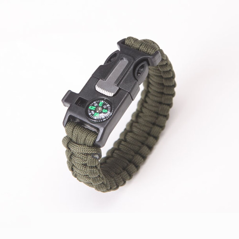 High-Jump Functional Emergency Paracord Bracelet Outdoor Survival Parachute Tool Scraper Whistle Buckle Paracord Wristband: Army Green