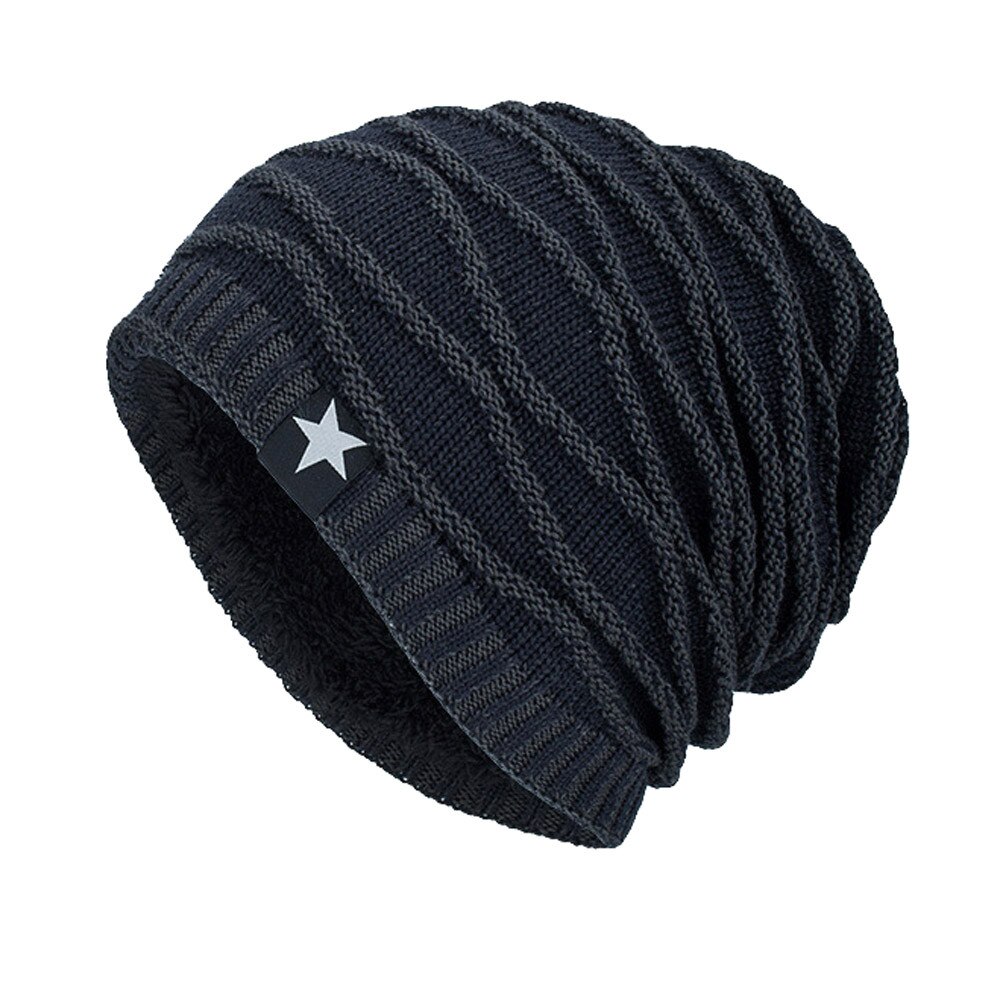 Unisex Knit Cap Hedging Hoofd Hoed Beanie Cap Warm Outdoor Mode Hoed decoratie Accessoires korting: Marineblauw
