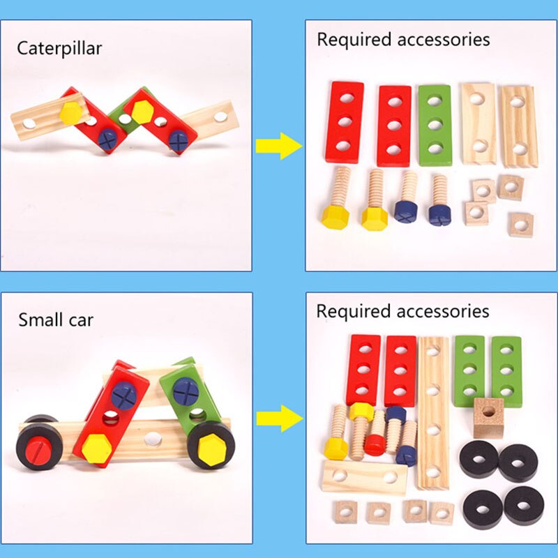 Kids DIY Tool Set Kit Educational Toys Simulation Repair ToolBox Wooden Game Learning Engineering Puzzle Toys for Boys