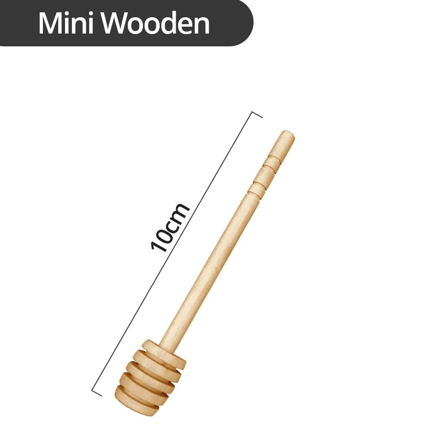 Honning og sirup dipper stick server honning ske 304 rustfri stål stav til honning potte krukkebeholdere: Træ 10cm
