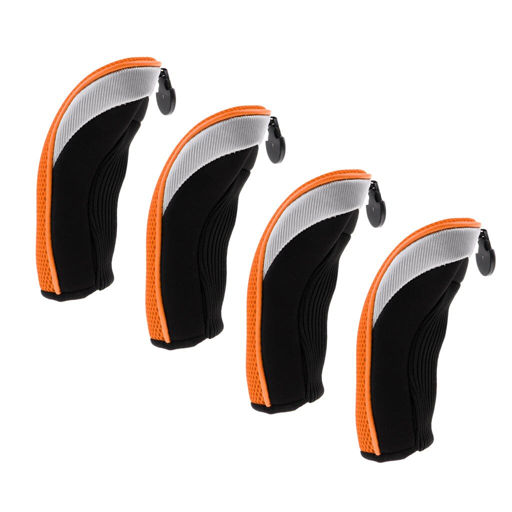 Pak Van 4 Universele Golf Hybrid Cover 3,4,5,7,X Driver Hybrid Fairway Headcovers Golf Club Putter Voor Golf Accessoires: Orange