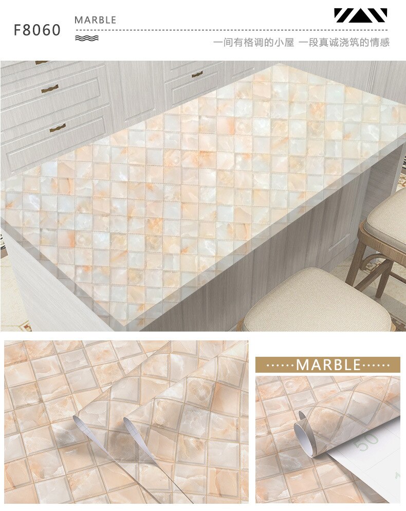 Moderne woonkamer meubels bureaublad waterdicht marmer behang vinyl zelfklevend contactpapier effen kleur woondecoratie: F8060