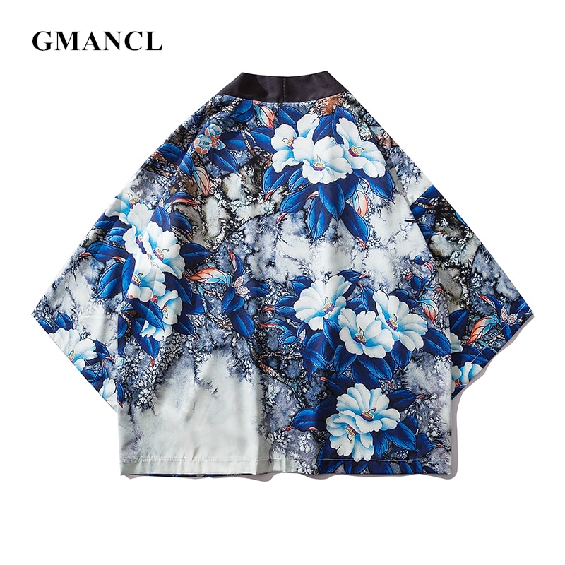 été protection solaire Style streetwear japonais fleur Kimono vestes hommes Cardigan vêtements de sport manteau vêtements d'extérieur
