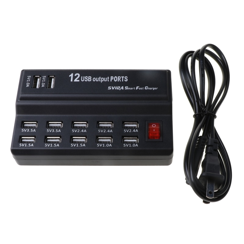 10 USB Port Hub Fast Charging Station Wall Travel Desktop Charger Power Adapter WXTB