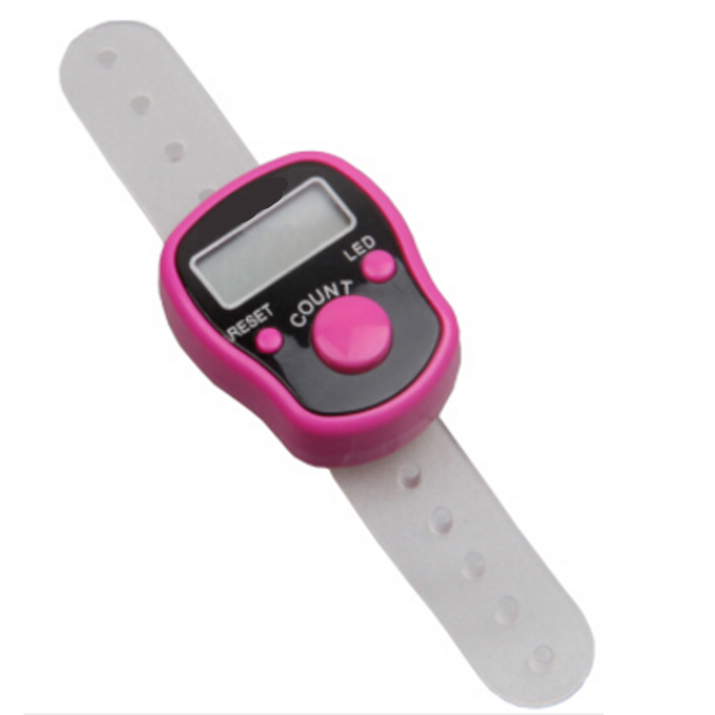Digital Tally Finger Counter with Led, Colorful Tasbeeh Tasbih 5-Digits Counter Clickers with Led Light, Carry Ring,: Pink