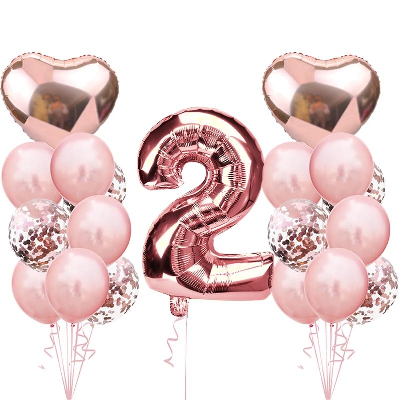 Søde 1st fødselsdag rose guld tal balloner 2 3 4 5 6 7 8 9 års fødselsdagsfest dekorationer børn konfetti ballon børns xn