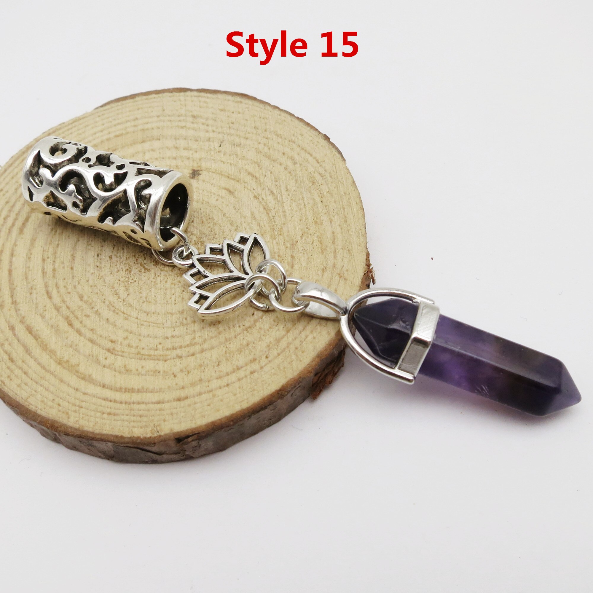 Breloques Viking en cristal pour hommes et femmes, 1 pièce, en spirale, pour tresser la barbe, perles, anneaux tubes, accessoires pour cheveux: 1pcs Style 15
