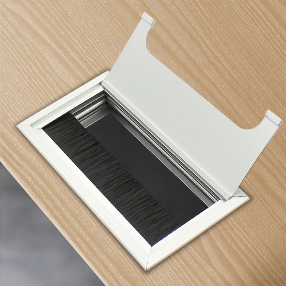 Porte-câble rectangulaire, trou d&#39;œillet, Port de sortie avec brosse noire, décor de bureau d&#39;ordinateur, boîte à fil, rangement de câbles de bureau