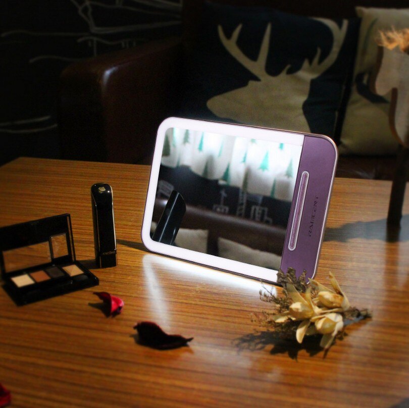 Touch led makeup mirror desktop fill light HD makeup mirror USB charging smart tablet storage mirror Countdown LCD
