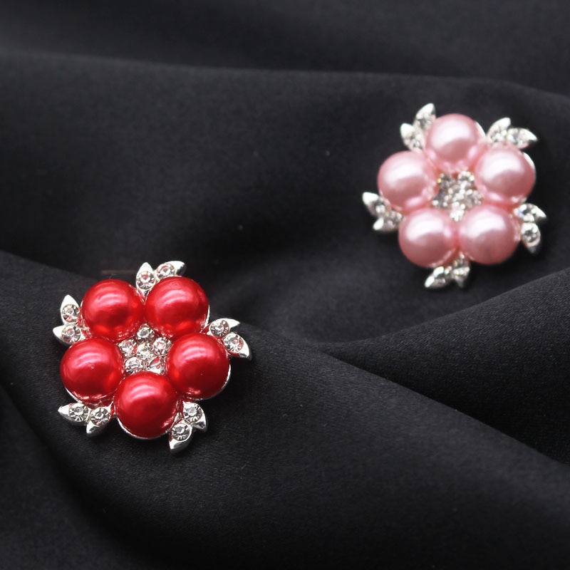 21MM guzik perłowy z kwiatkiem na odzież Diy Manualidades ozdobny kolorowy guzik do szycia Rhinestone do robótek ręcznych