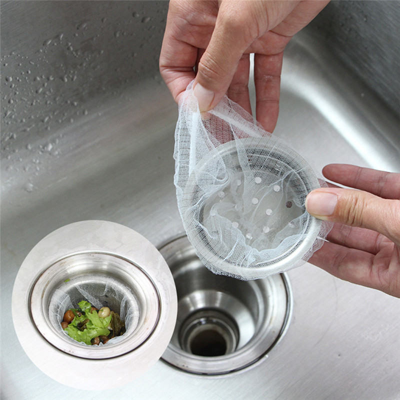 30/100PCS Reusable Garbage filter Bag Kitchen Bathroom Trash Sink Strainers Hair Waste Bin Filter Bag Shower Drain Sieve Net Bag