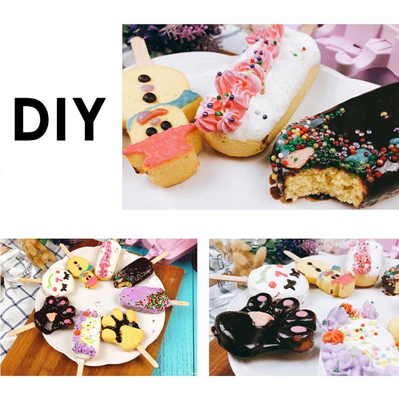 Moldes de sorvete congelado, moldes de silicone com 10 pçs de picolés, 4 cavidades, faça você mesmo, moldes de cozinha, utensílios de criação de sobremesa