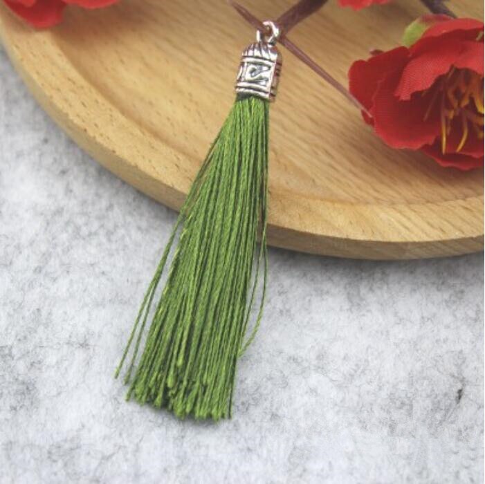 Rideau de bijoux avec pompon en argent, 10 pièces, accessoires de décoration pour vêtements, porte-clés, sac de téléphone portable, franges, garniture, sangles suspendues: Grass Green