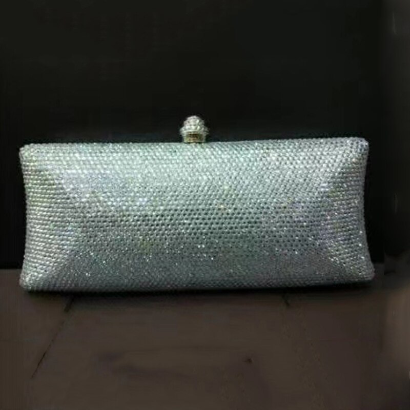 Aankomst Licht Paars/Ab Kristal Avond Portemonnee Vrouwen Diamant Messenger Telefoon Tas Clutch Mode Dames Schouder Party Handtas: Silver