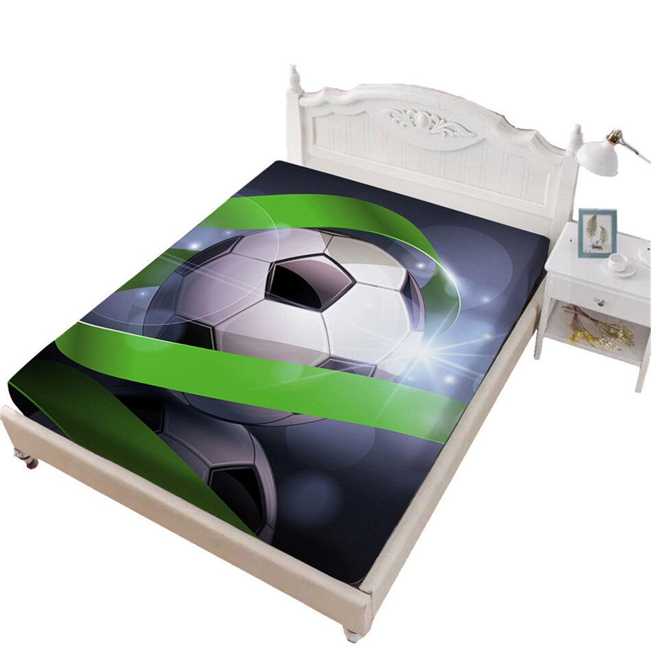 Brann fotball ball sengetøy 3d fotball skrive ut montert laken fotballstadion skrive ut sengetøy dyp lomme polyester sengetøy: Dcl -som205 / Tvilling
