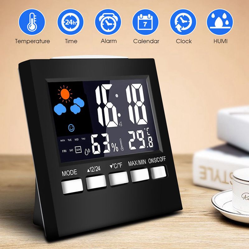 Lcd digitalt hygrometer termometer temperatur luftfugtighed måler værelse indendørs ur