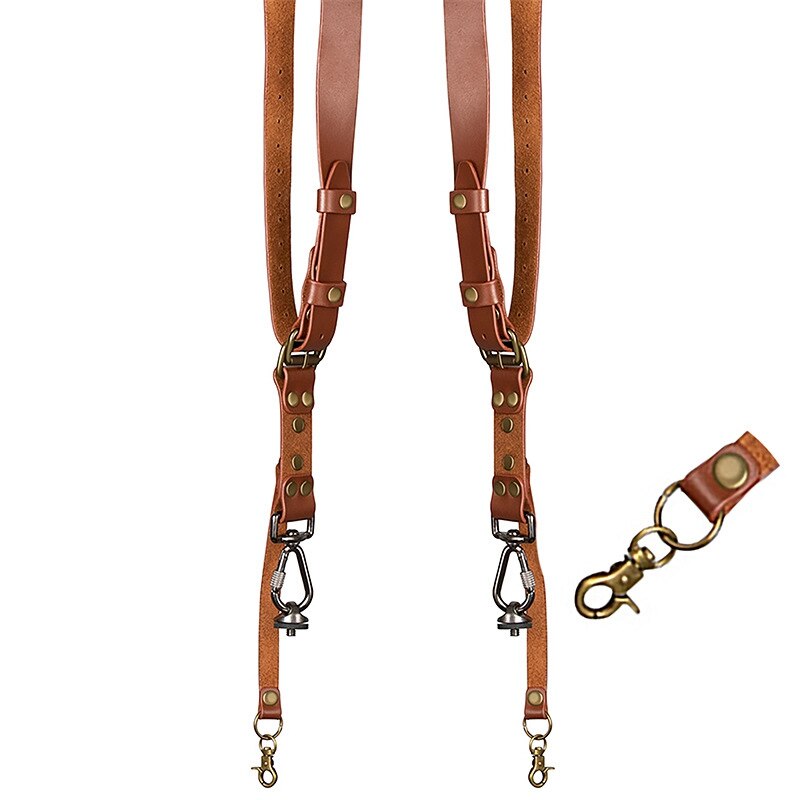 Lederen Camera Dubbele Strap Camera Harnas Voor Twee Camera &#39;S Lederen Dubbele Schouderriem Dubbele Bescherming Tegen