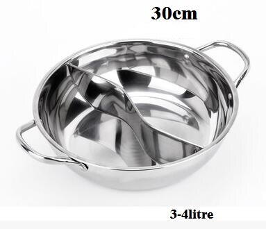 Cooking pot 26-36cm inox pot 2grid soup stainless steel Fondue Pot Coup pot Cookware: 30cm grids 4L