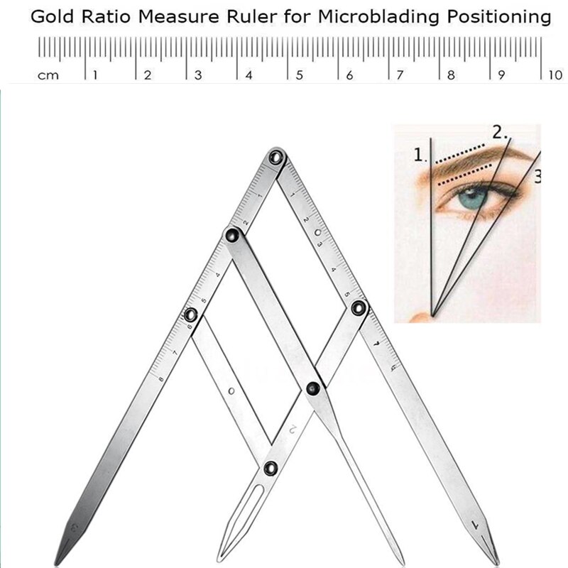 Règle de mesure des sourcils triangulaire en acier inoxydable, pochoir de maquillage Permanent, étrier de Ratio d&#39;or, outils de maquillage