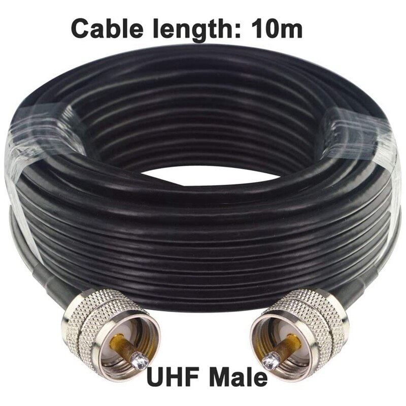 Câble Coaxial pour Radio CB RG58 PL259, 10M, UHF mâle à mâle, Extension d&#39;antenne de Radio amateur à faible perte