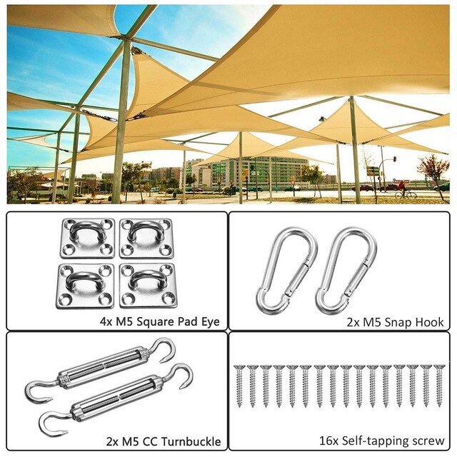 300D Waterproof Polyester Square Rectangle Shade Sail garden terrace Canopy swimming Sun shade Camping Hiking Yard sail awning: Light Yellow