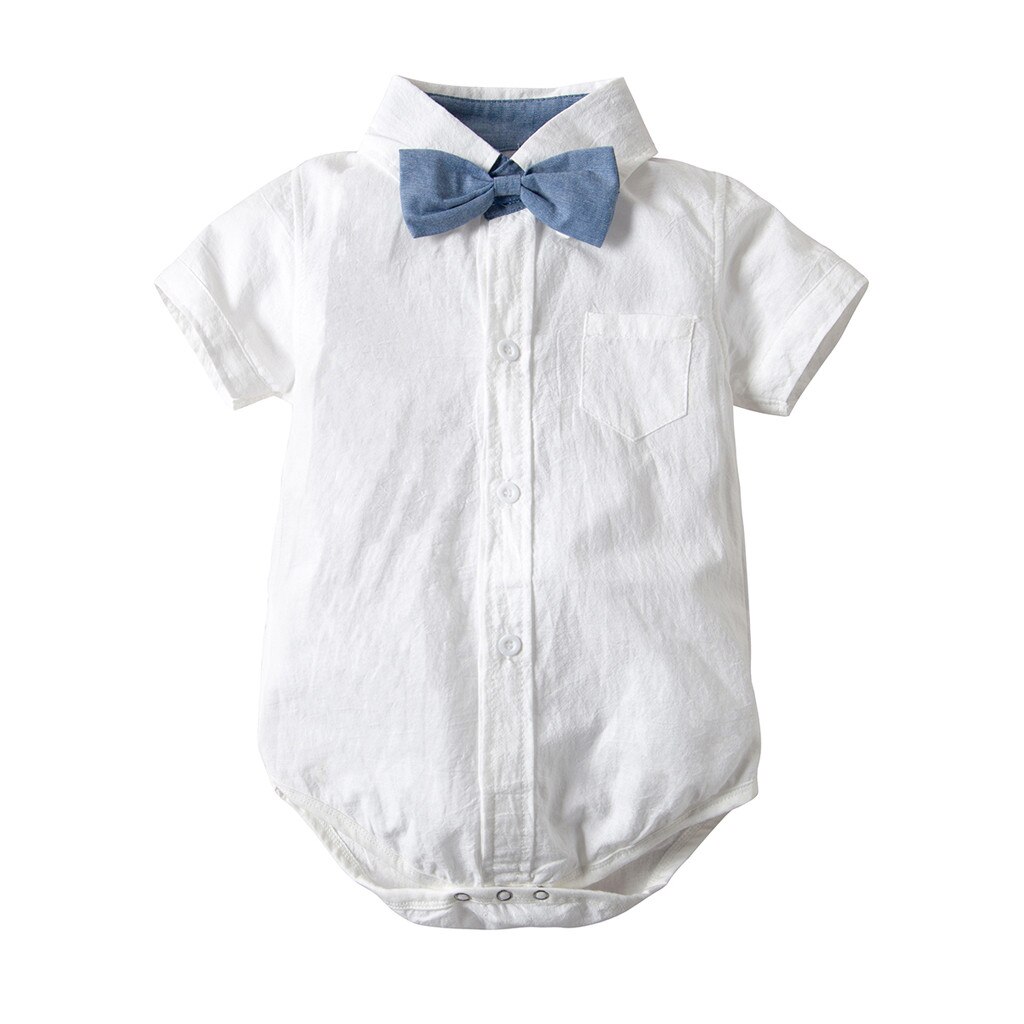 Baby Baby Boy zomer Gentleman Pak Strikje Shirt Bretels Shorts Outfit Set