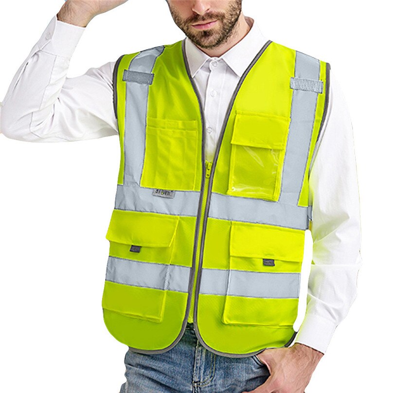 Mens Cycling jacket Reflective Vest Men Road Work High Visibility pullover Sleeveless Jacket Blouse outdoor night jacket &3S11: Mint Green / XXL
