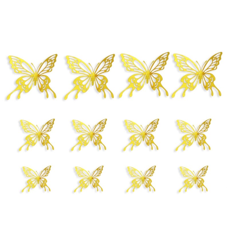 Autocollants muraux papillon 3D creux, 12 pièces, décoration de la maison, pour chambre d'enfants, pour chambre de filles: 16