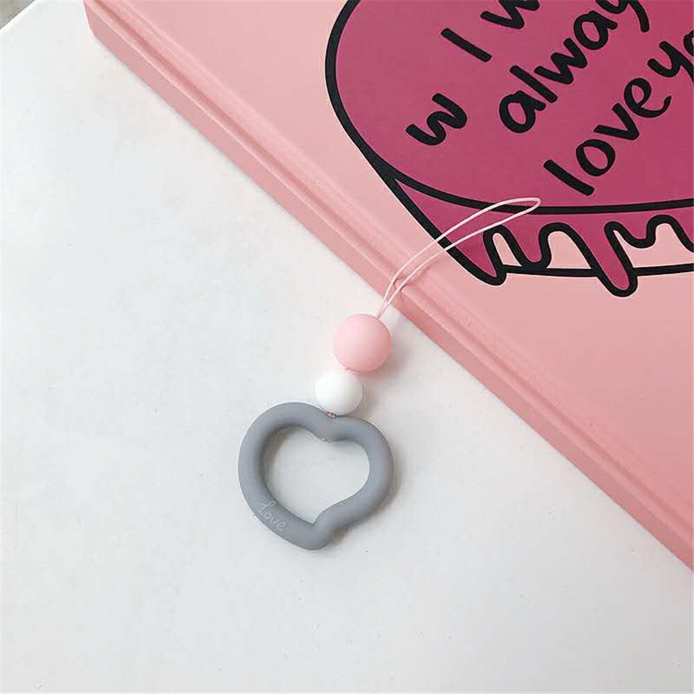 Silicone coração amor macaron laço telefone macio original para iphone kawaii bonito universal anel do telefone móvel pulseira de dedo charme: 8