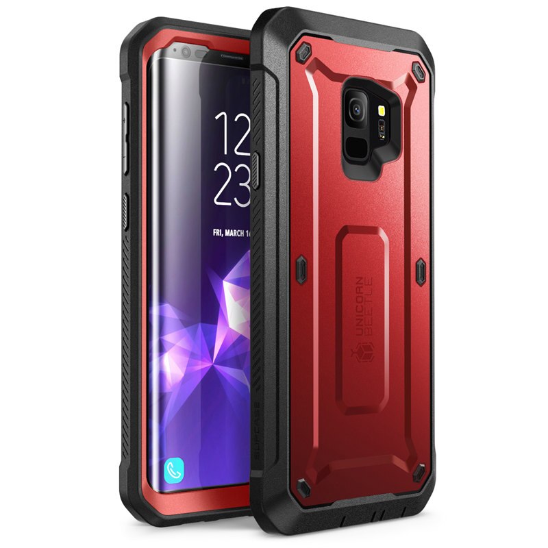 Für Samsung Galaxis S9 fallen Freisetzung ) SUPCASE UB Profi voll-Körper Robuste Halfter Abdeckung fallen mit Gebaut-in Bildschirm Schutz: MetallicRed