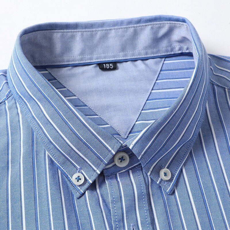 8XL 7XL Mens Long Sleeve Solid Oxford Dress Shirt with Left Chest Pocket High Male Casual Regular-fit Tops Button Shirt