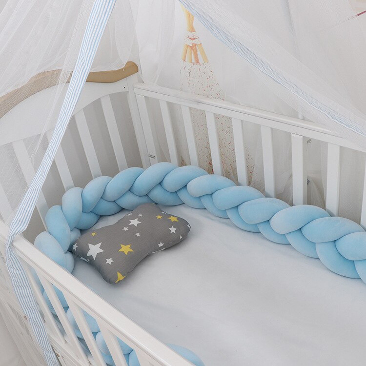 3M Länge Baby Bett Stoßstange Knoten Krippe Lange Verknotet flechten Kissen Kissen Stoßstange für Kleinkind Bebe Krippe Schutz