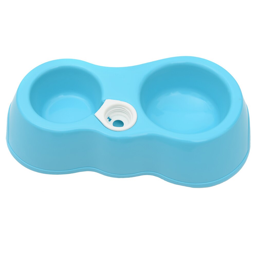 Automatische voerbak voor honden, dubbele voerbak van kunststof, voerbak voor honden, puppy's, katten, waterdispenser, voerbakjes: Blauw
