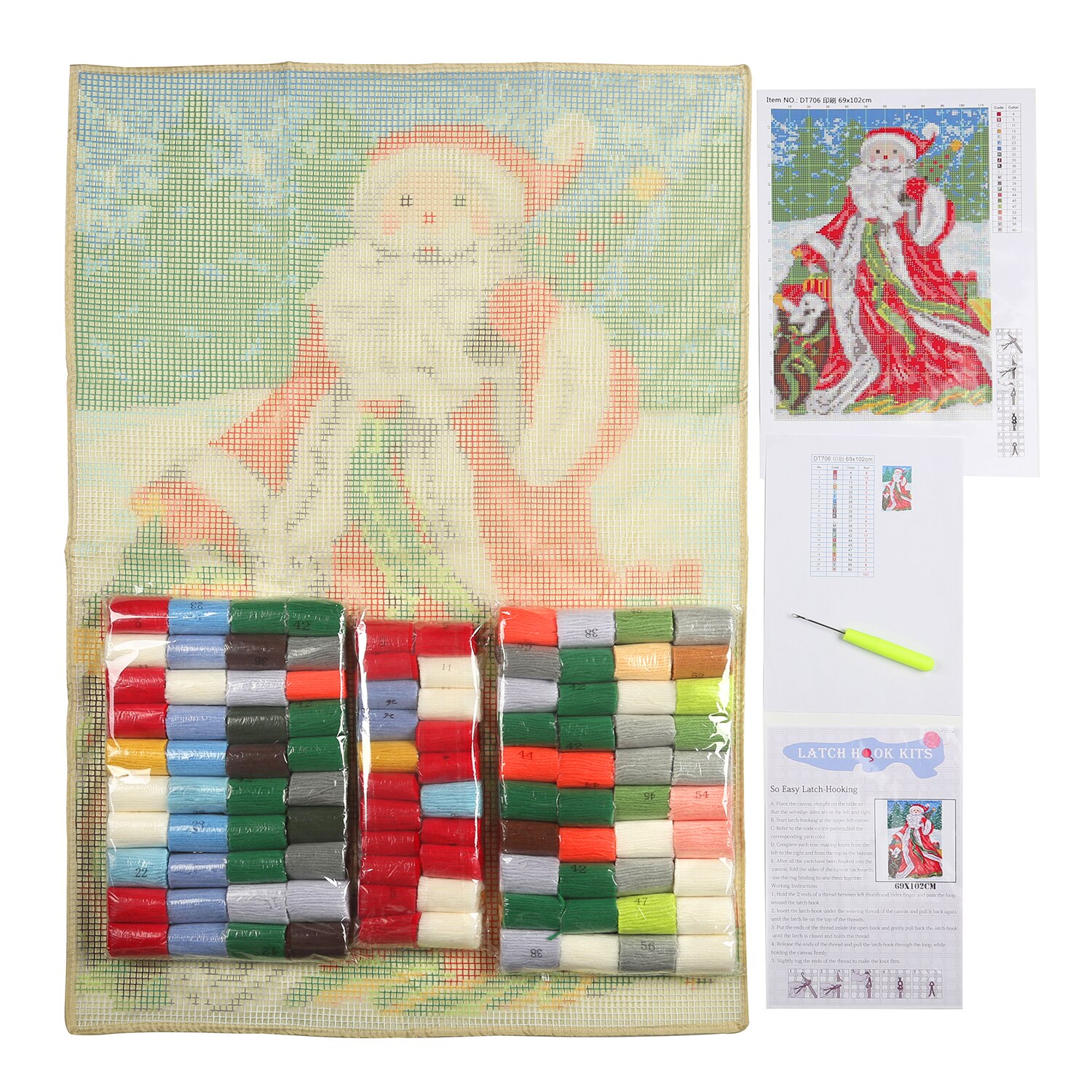 Kit de crochets de verrouillage pour tapis de sol, tapisserie murale suspendue, tapis en toile pré-imprimée avec support antidérapant, pour bricolage, 69x102cm