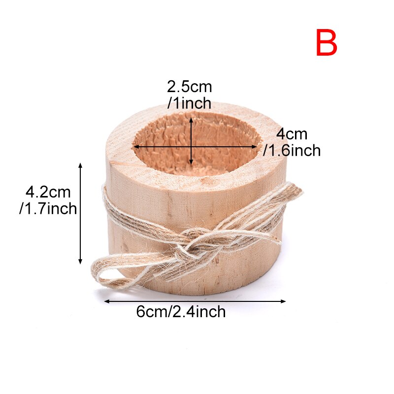 Diy-kandelaar van natuurlijk hout, vetplantenpot, huisdecoratie, kaarsenhouder van dennenhout, handgemaakte theelichthouder, decoratie: B
