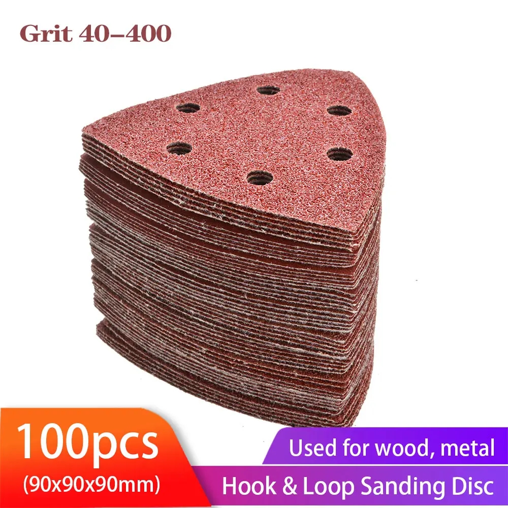 100PCS Driehoekige Schuurschijf 90mm Delta Sander Klittenband Schuurpapier Schuurmiddelen voor Schuren Grit 40-400