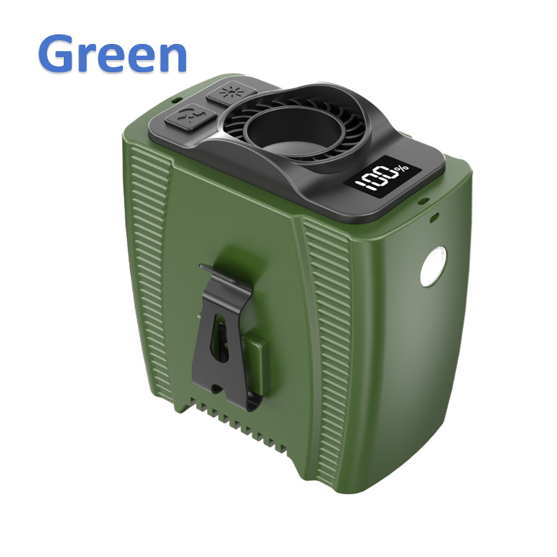 mini wentylator przenośny robić noszenia na pasie, mocny wiatr, robić pracy na zewnątrz w wysokich temperaturach, mini wentylator USB, moc Bank, oświetlenie doprowadziło: zielony