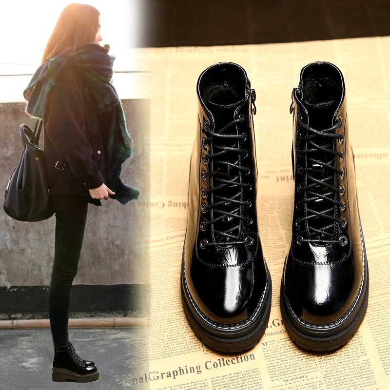 Storlek 35-40 ankel dam chelsea boots våren cool martin regnskor kvinna vinter höga klackar kvinnlig plattform päls boot