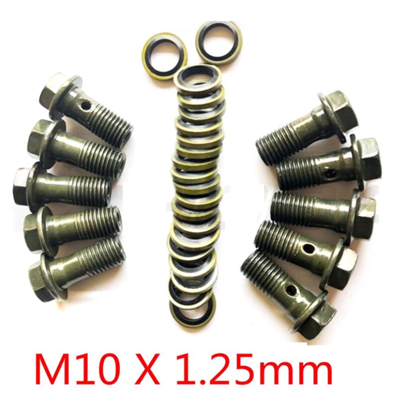Dual Line Hose Dirt Pit Bike Motorcycle Double Banjo Bolt 2pcs M10*1.25Pitch Brake