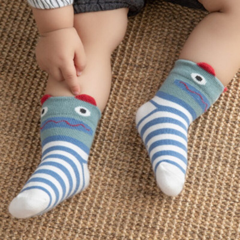 5 paires/lot chaussettes bébé automne hiver chaussettes en coton pour filles garçons dessin animé animaux chaussettes de sol