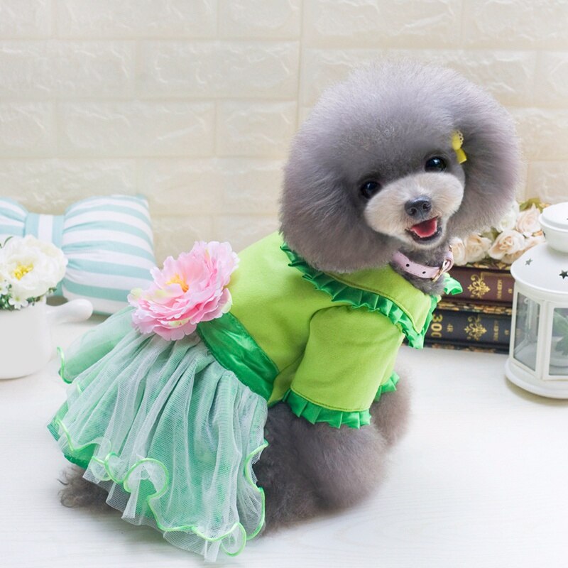 Pet Female Dog Dress Peony In Back Fleece Princess Grandado Pet Female Dog Dress Peony In Back Fleece Princess Grandado
