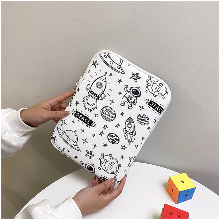 Dambord Laptop Case 9.7 10.5 11 13 Inch Tablet Sleeve Bag Beschermhoes Korea Cartoon Macbook Ipad Liner Pouch Handtas: White 9.7  11inch