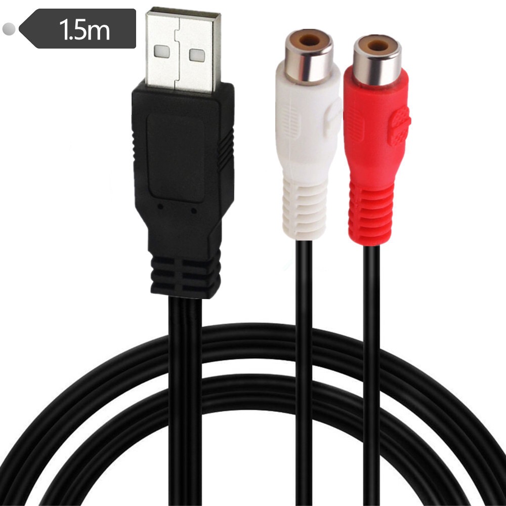 Câble USB vers 2 RCA, 5 pieds, 1.5m, USB 2.0 A mâle vers double RCA femelle, séparateur de prise PC TV Aux Audio vidéo AV, cordon adaptateur Composite