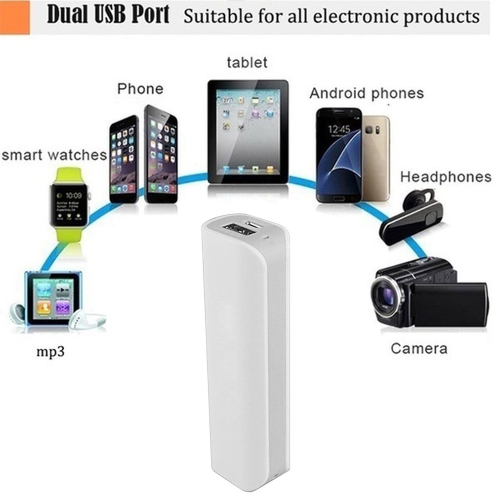 Coque de batterie externe grise soudure gratuite Ports USB batterie externe PCB chargeur boîtier bricolage Kits alimentés par 2600mAh 18650 batterie