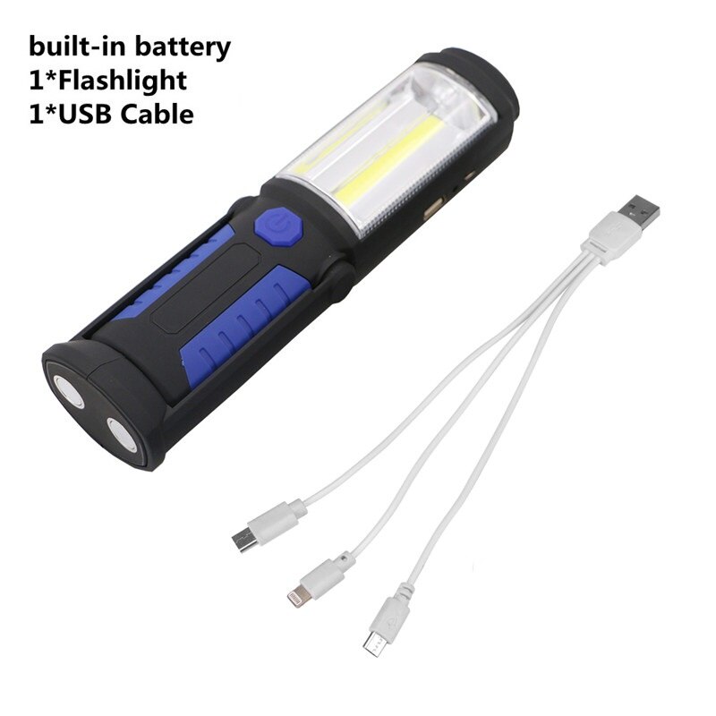 Flexible USB Rechargeable COB LED Work Light Hand Torch Flashlight Magnetic Work Lamp Power Phone Charging Lamp Camping Lantern: A