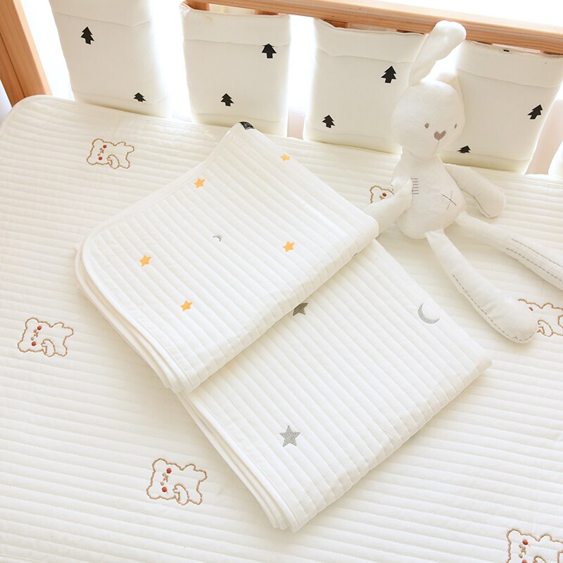 Koreaanse Baby Wieg Crib Gewatteerde Vel Katoen Beer Ster Citroen Ballon Geborduurde Kids Baby Kinderen Peuter Lakens Beddengoed